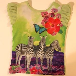 Garanimals Toddler Lime Green Short Sleeve w/Zebra and Butterfly Print Pattern